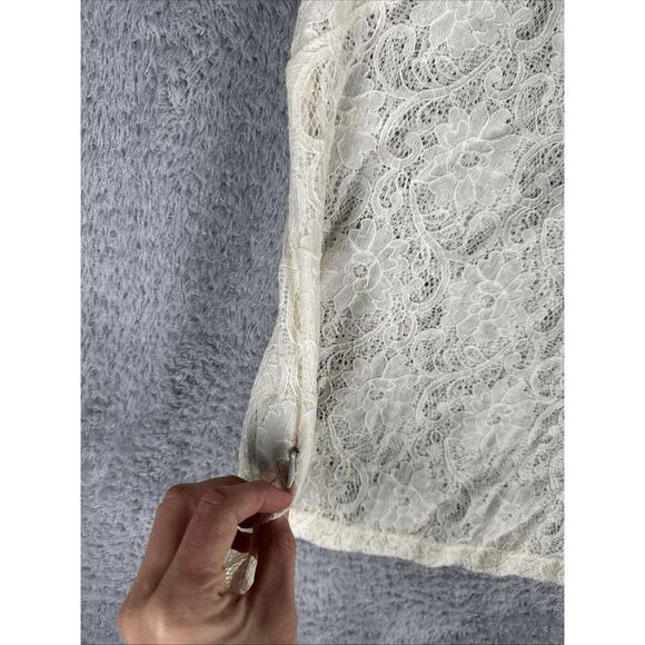 Eddie Bauer Women's Fairy Whimsy Feminine Sheer Lace Cap Sleeve Top XL Cream - Picture 7 of 13